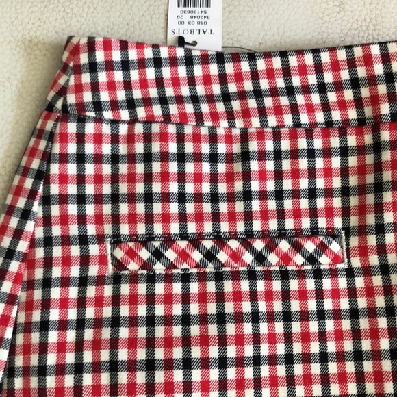 Talbots NWT Red & Black Checkered Pencil Skirt - Picture 2 of 7